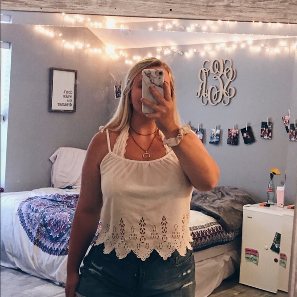 Say What? Tops - White scallop top Say What? Tops - White scallop top